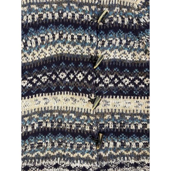 Vtg Evan Picone Fair Isle Chunky Knit Wool Blend Cardigan -Toggle Buttons Sz S - Picture 5 of 11